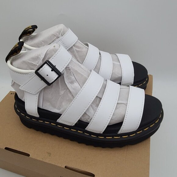 Dr Martens Blaire Quad Women's Strap Sandals White Hydro Leather Size 8 New - Picture 5 of 10